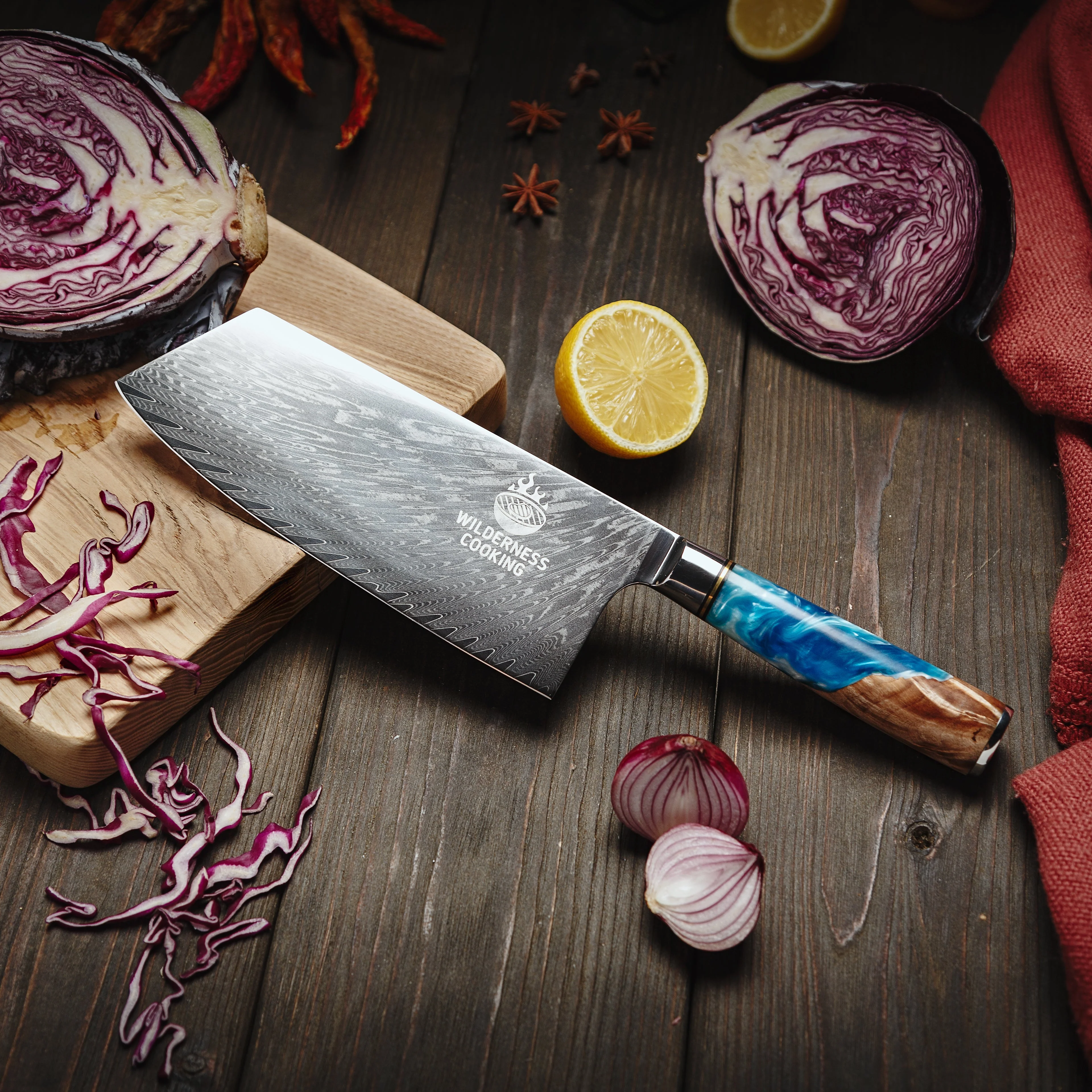 Premium Damascus Cleaver Knife in Gift Box EU - Image 6