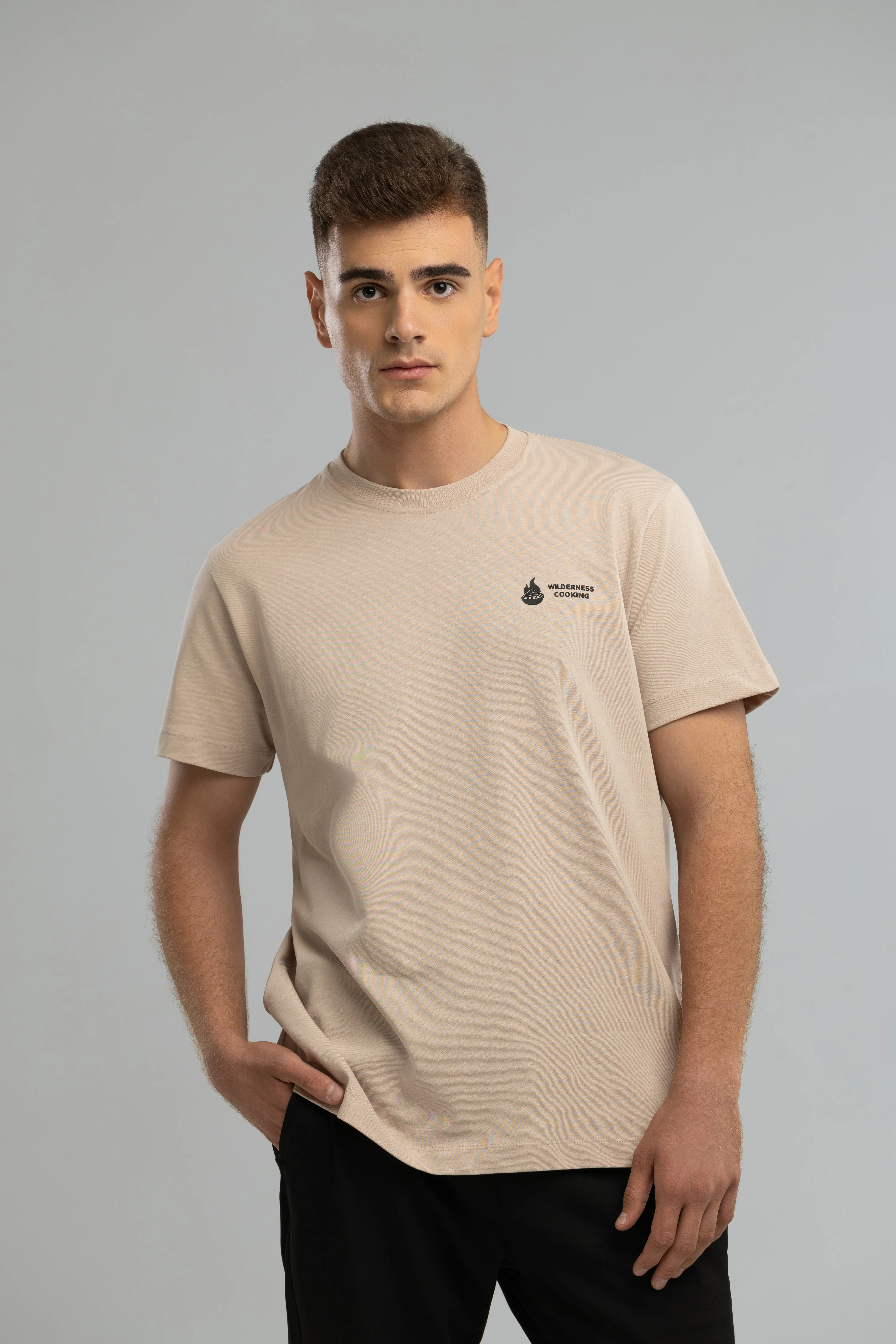 Mickey the Goat Inspired Stone T-Shirt with Side Wilderness Cooking Logo - Image 3