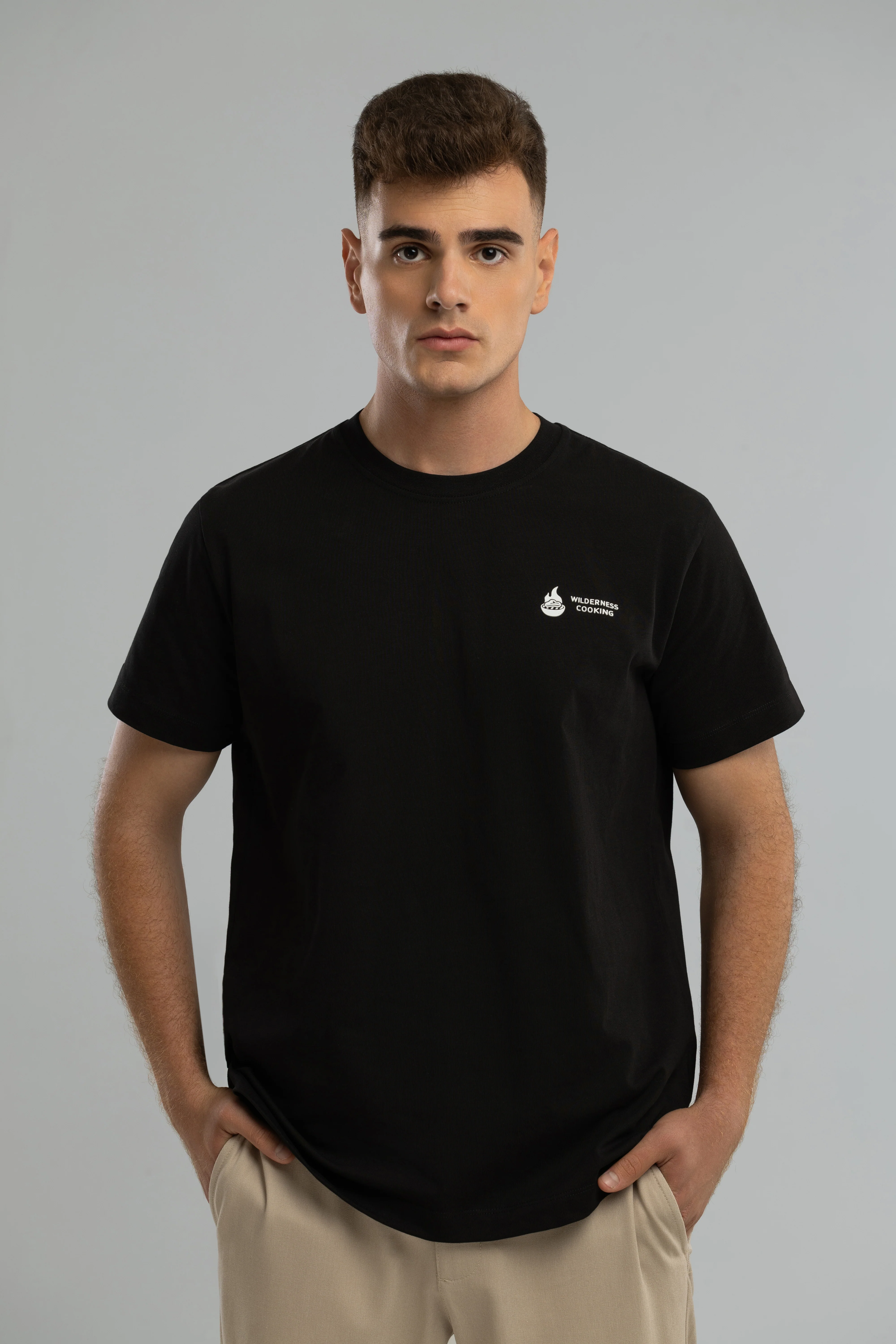 Monochrome Wilderness Cooking Logo Black T-Shirt - Image 3