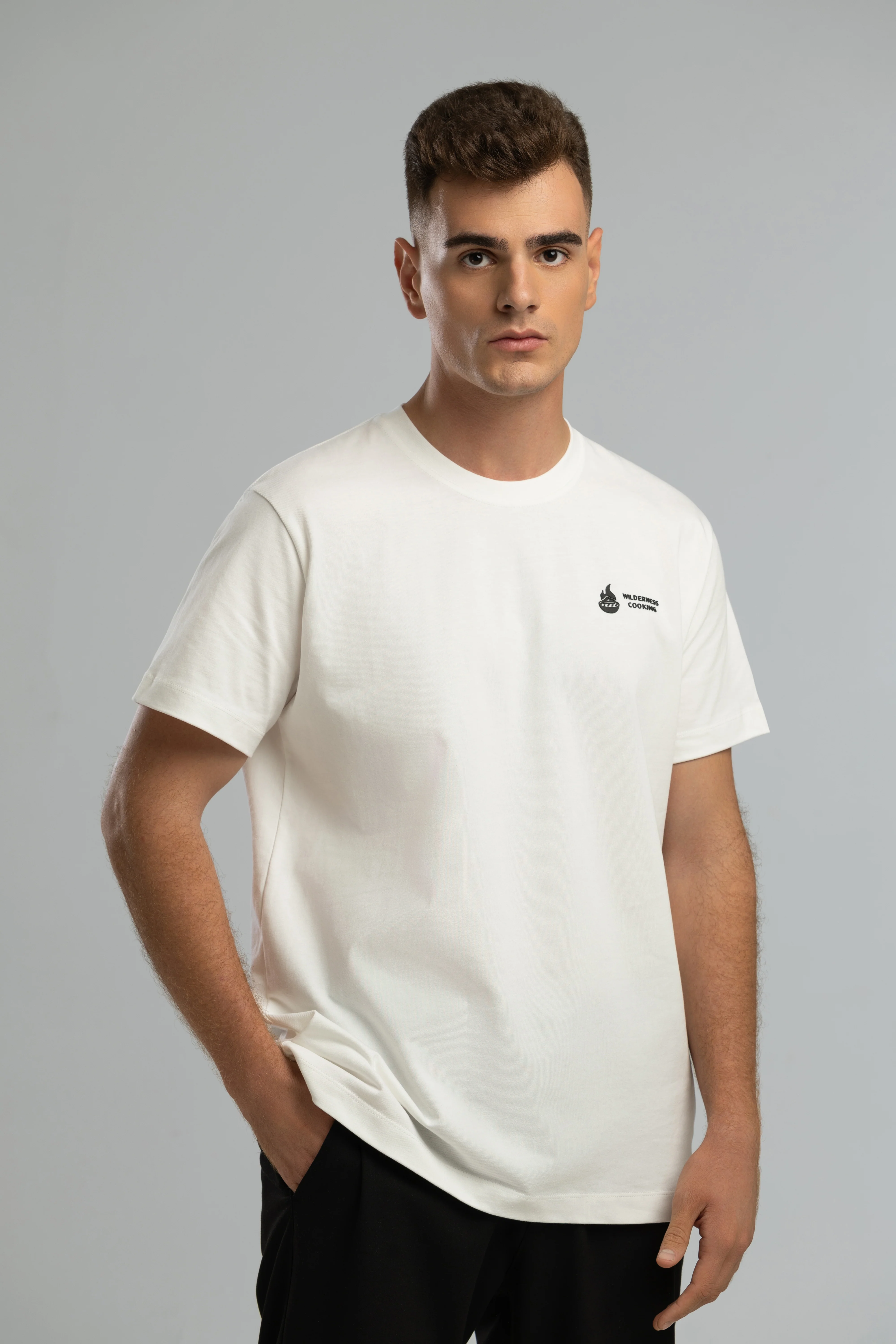 Monochrome Wilderness Cooking Logo Ecru T-Shirt - Image 3