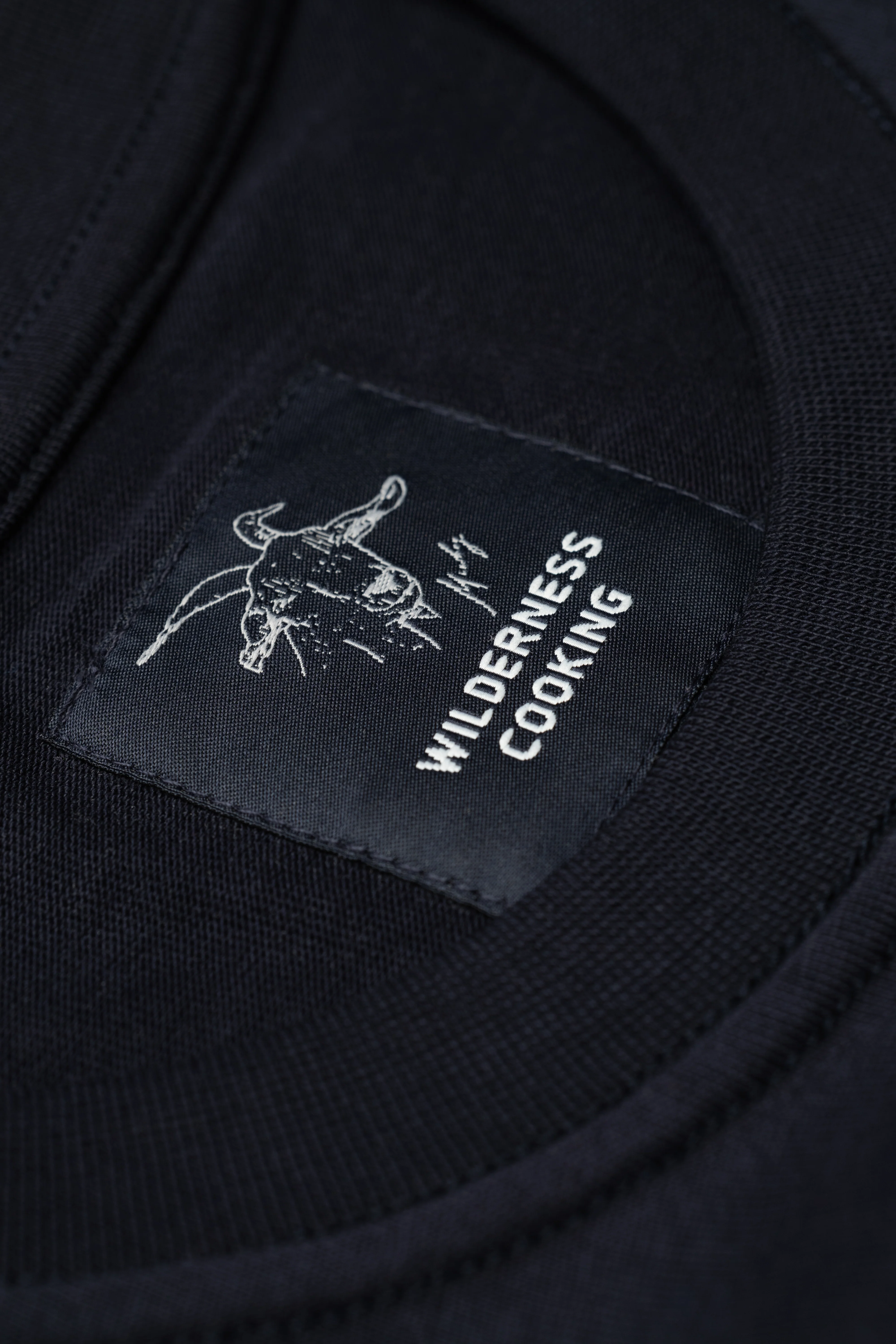 Monochrome Wilderness Cooking Logo Navy Blue T-Shirt - Image 5