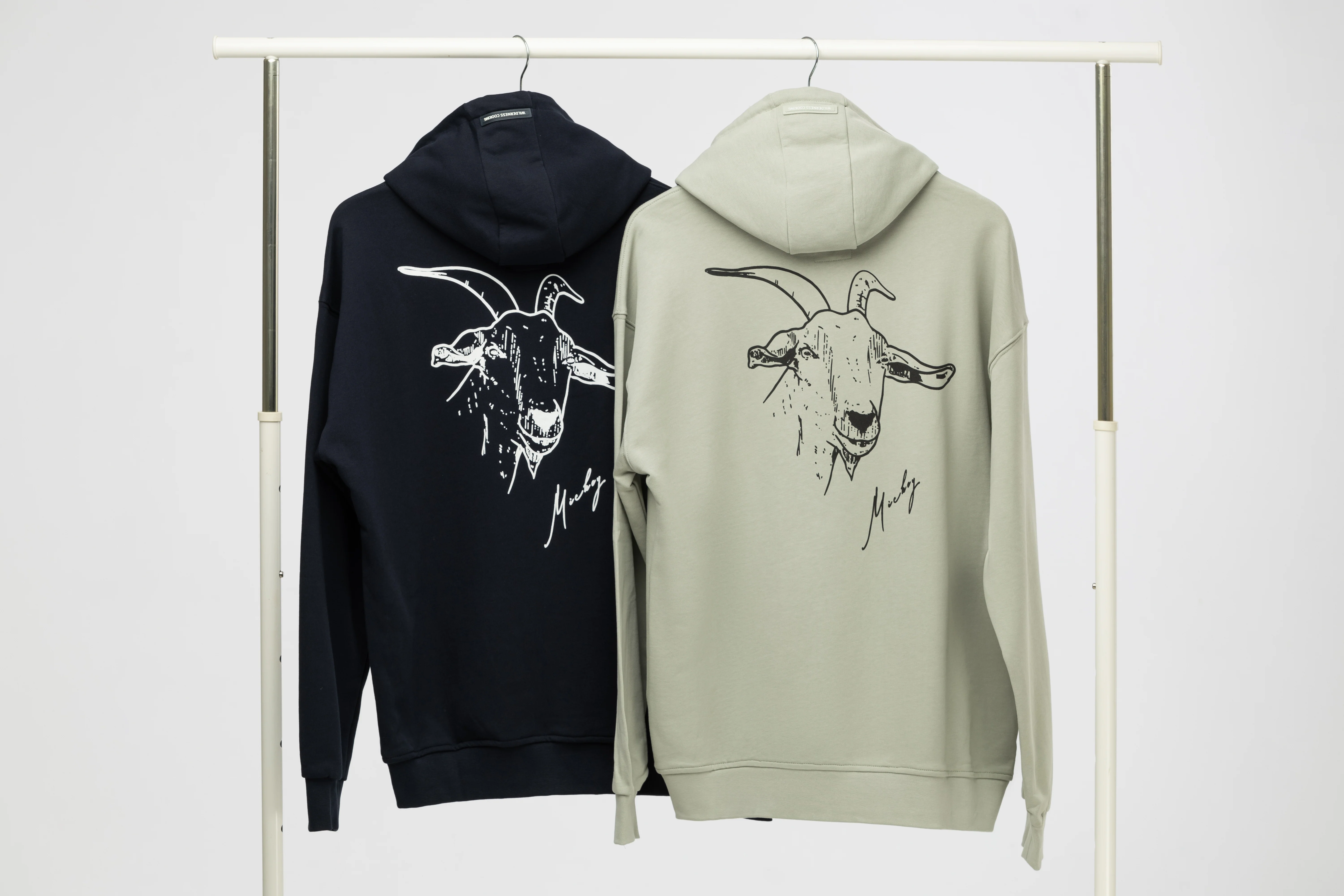 Pure Cotton Grey Hoodie Inspired by Mickey the Goat (Hoodie Gray Mickey Side Logo) - Image 12