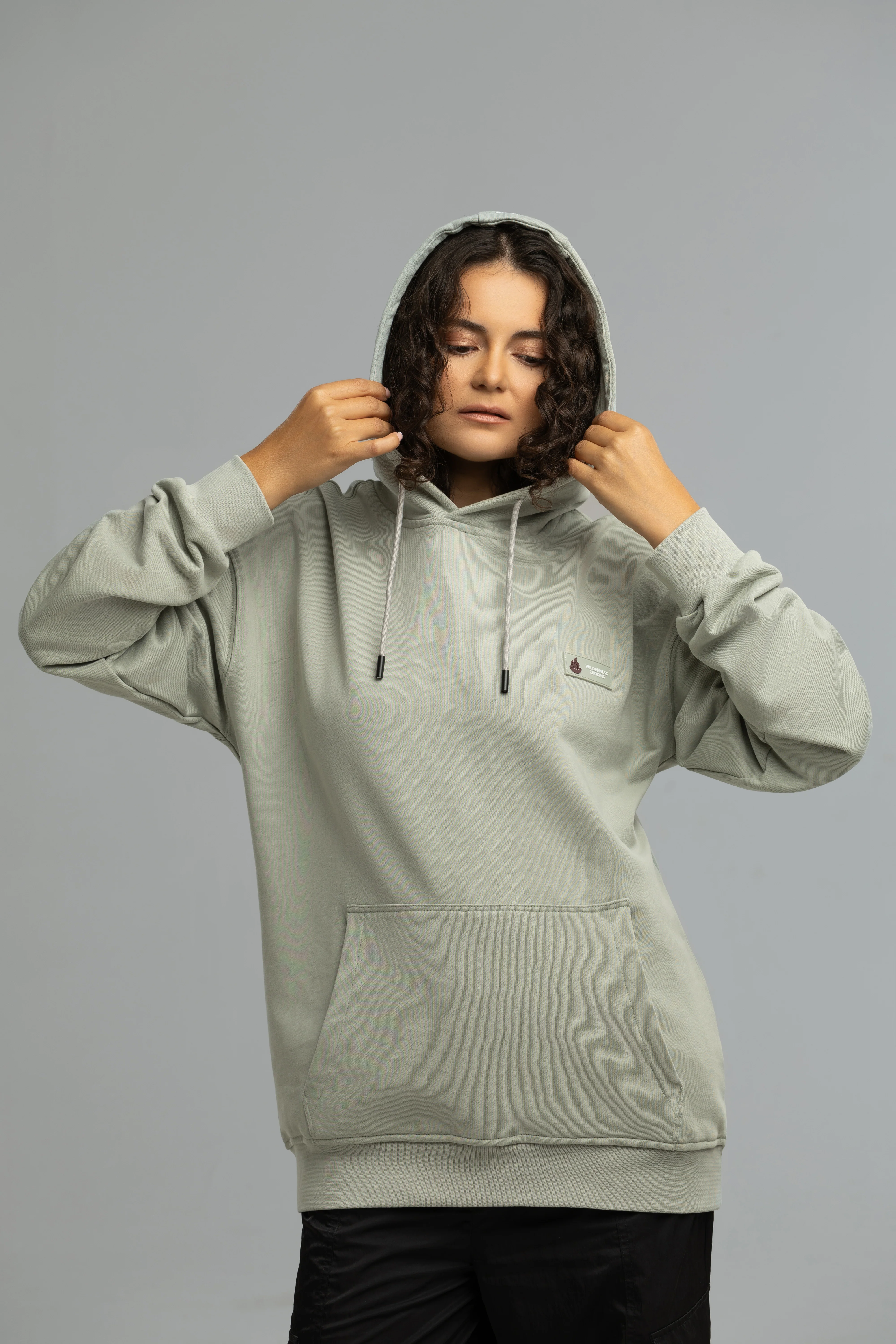 Pure Cotton Grey Hoodie Inspired by Mickey the Goat (Hoodie Gray Mickey Side Logo) - Image 4