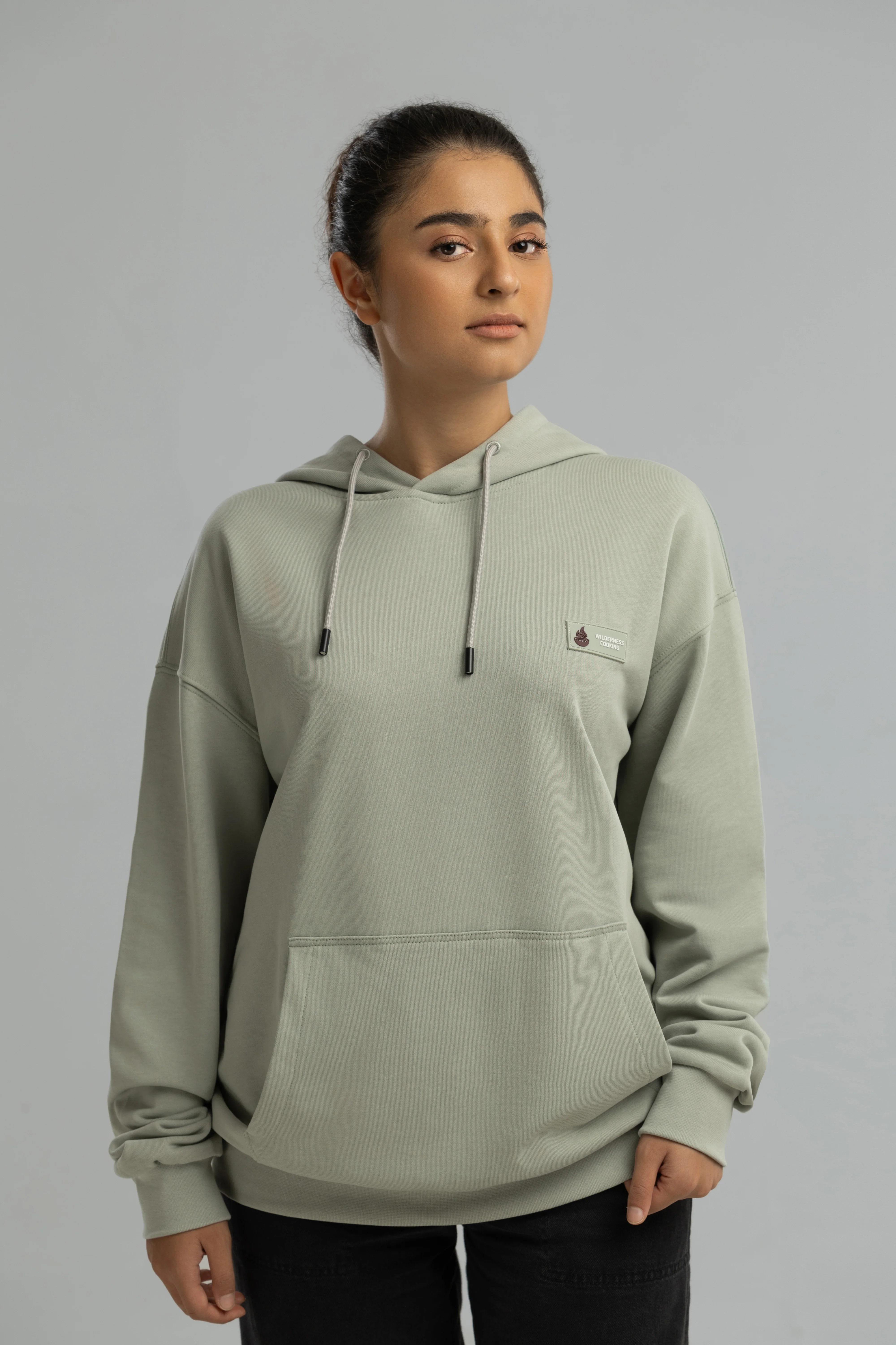 Pure Cotton Grey Hoodie Inspired by Mickey the Goat (Hoodie Gray Mickey Side Logo) - Image 5