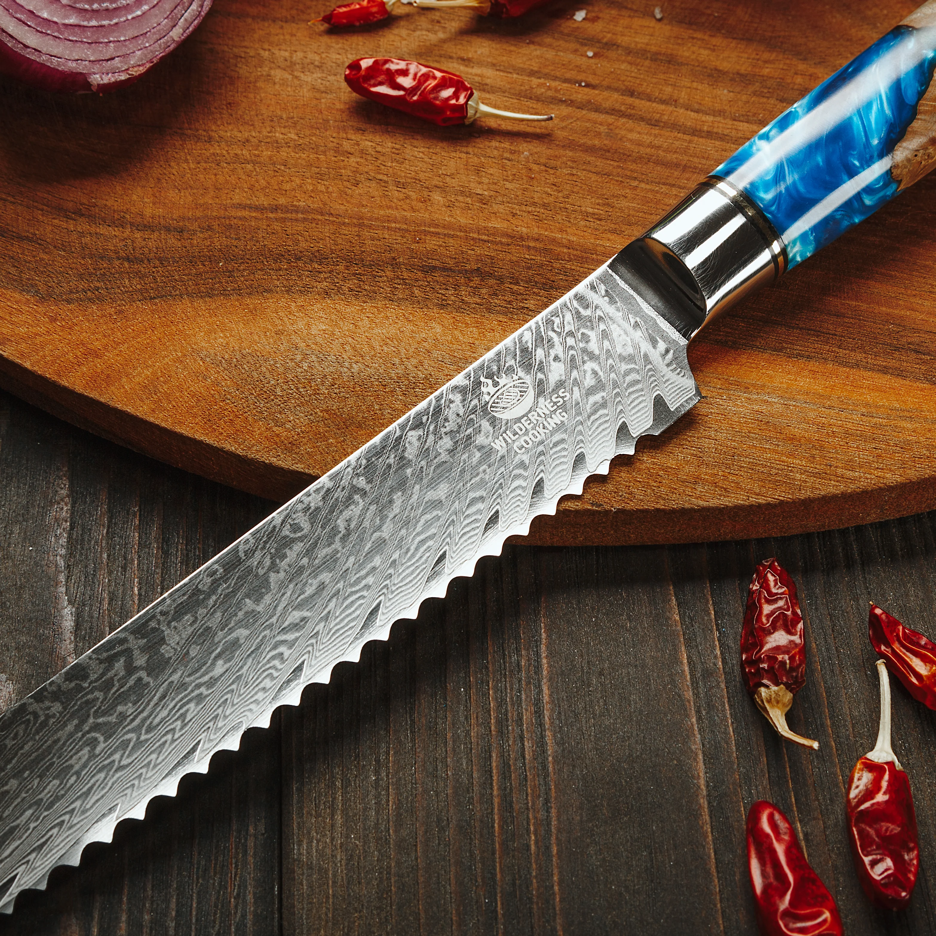 Premium Damaskus Serrated Knife - Image 6