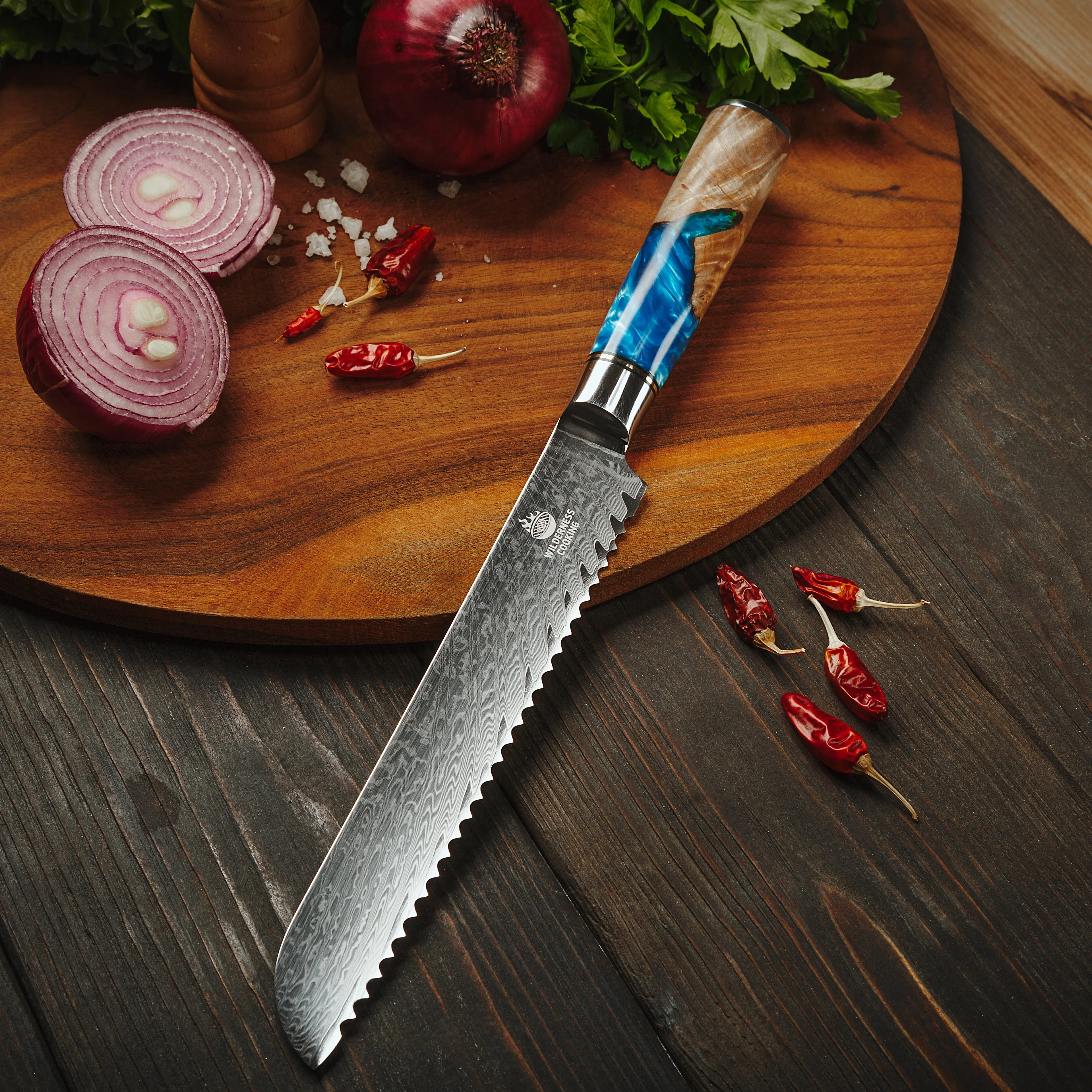Premium Damaskus Serrated Knife - Image 7